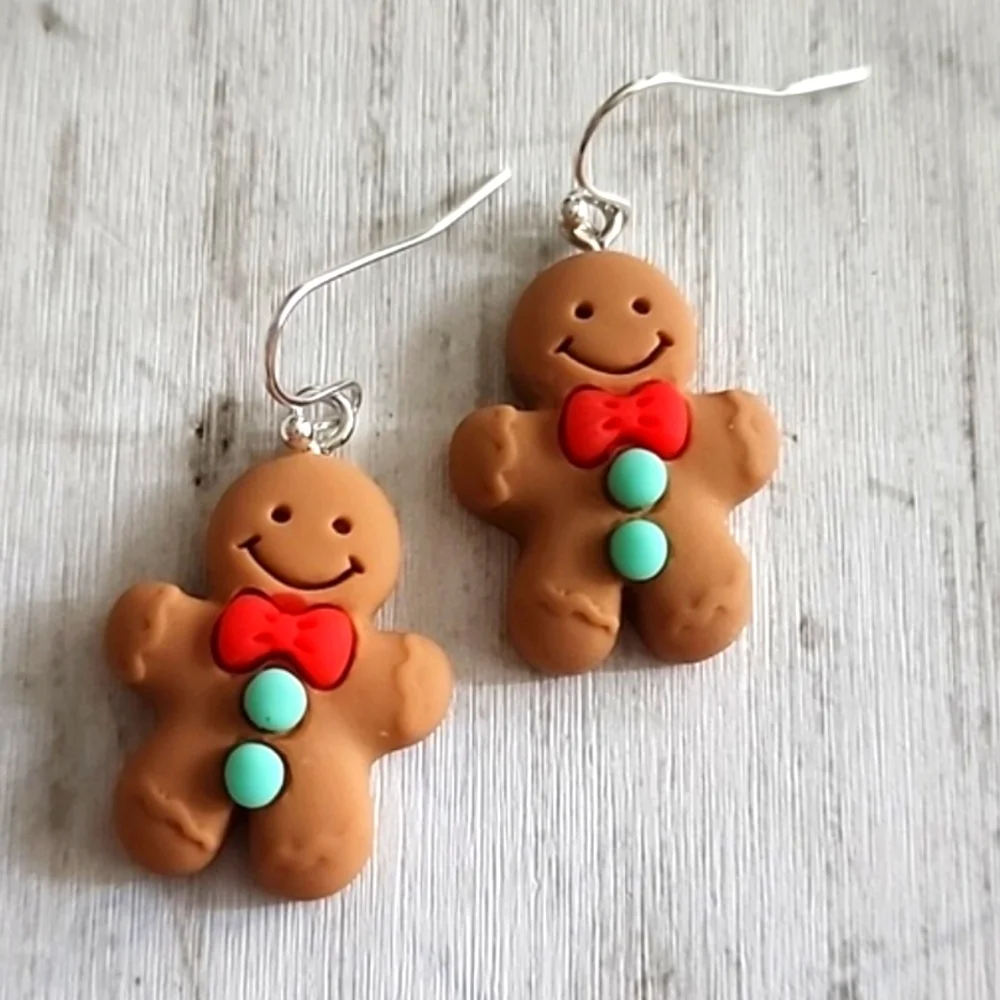 Gingerbread men Earrings Lightweight  🎄 925 French Hook